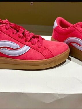 Ryka Pink Suede Sneakers with White Accent and Gum Sole